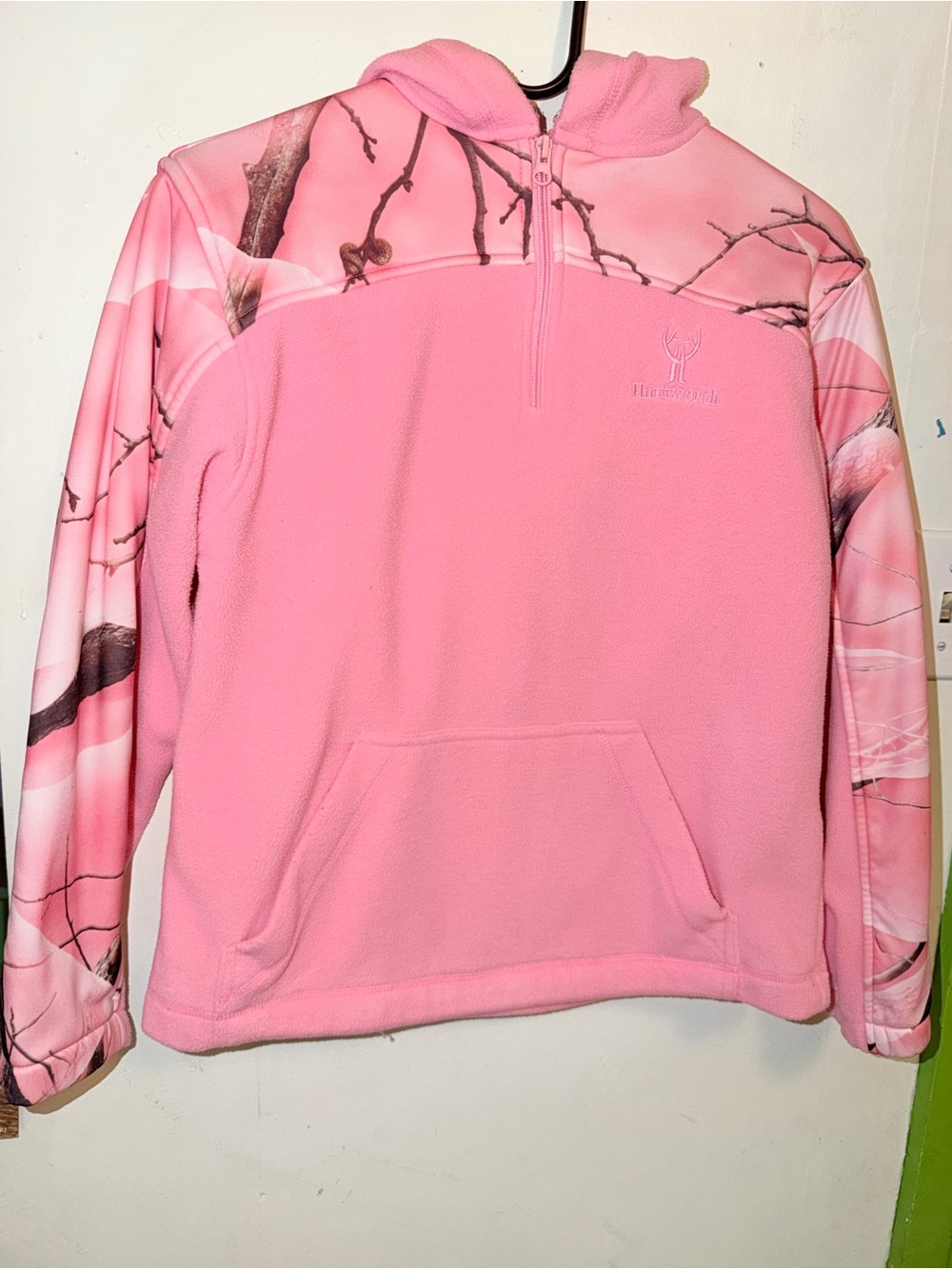 Mossy Oak Pink Quarter-Zip Fleece Hoodie